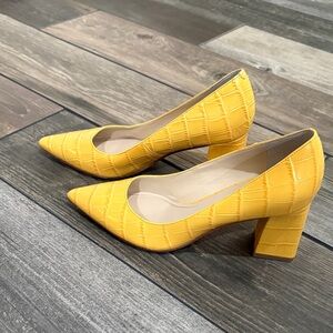 Marc Fisher Vibrant Yellow Croc Heels